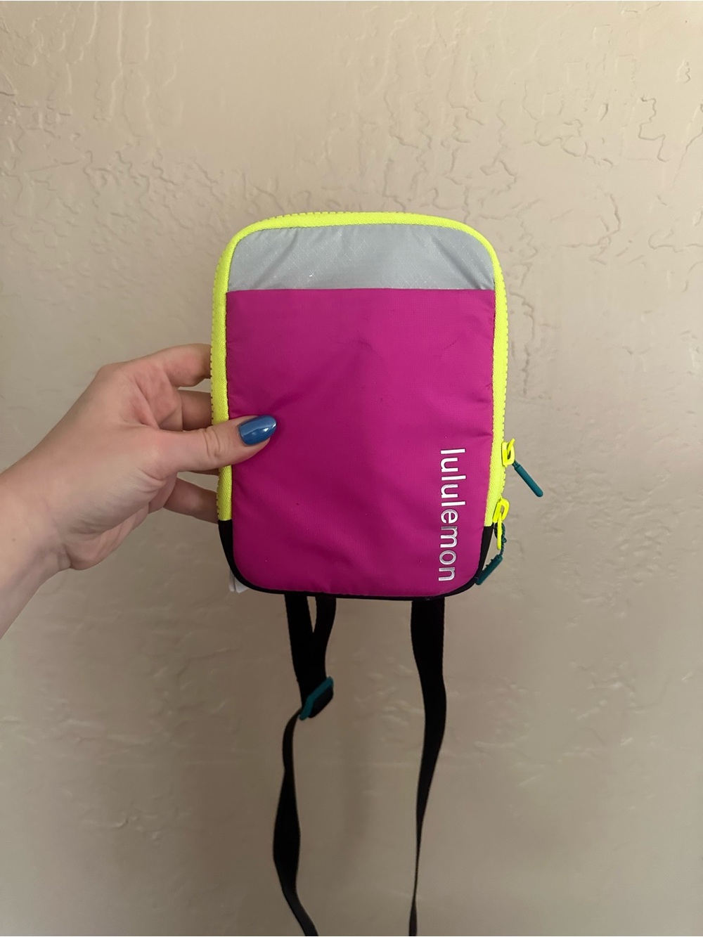 lululemon athletica Pink Crossbody Bag with Neon Yellow Trim
